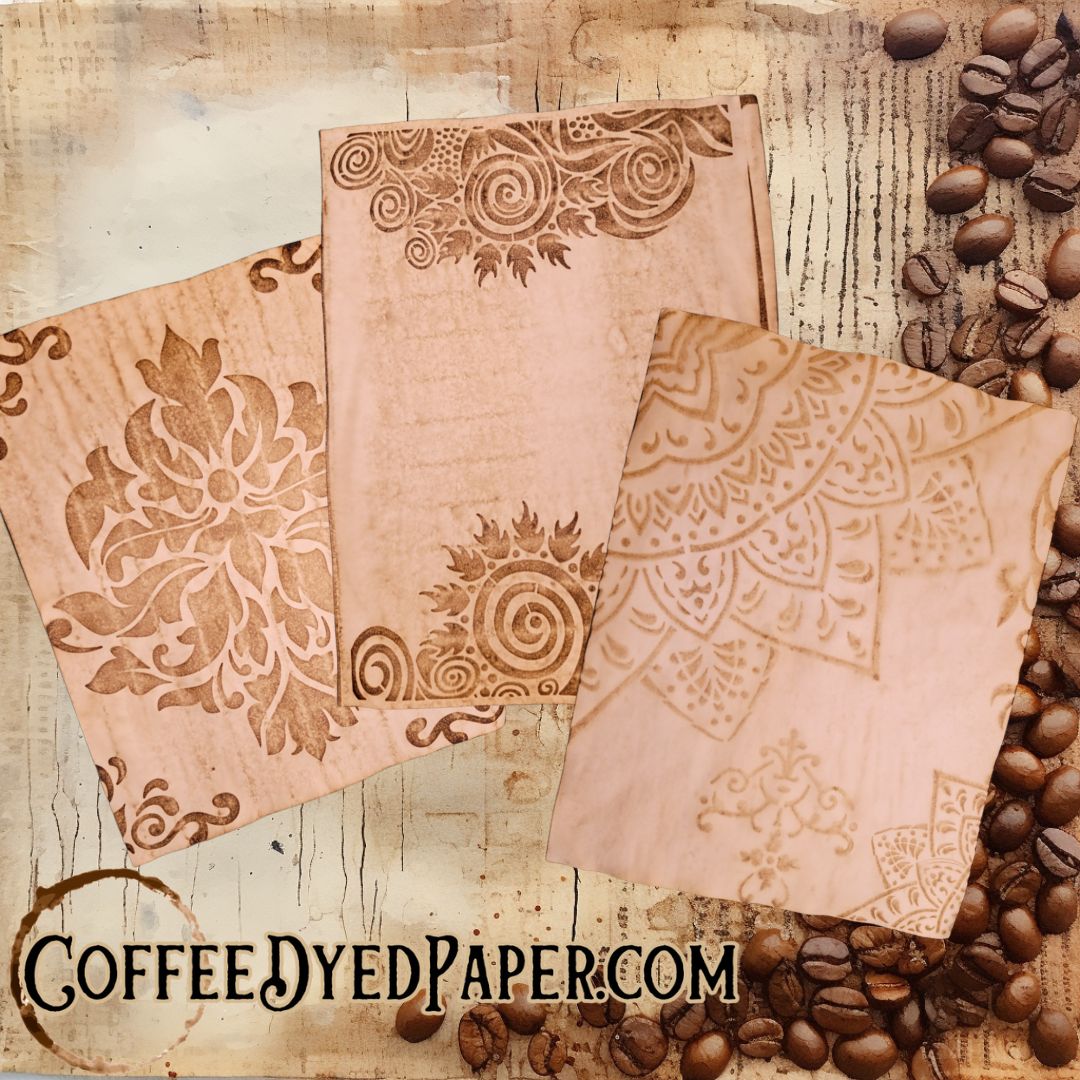 Mocha Motifs Our Specialty Coffee Dyed Paper - Stenciled Designs