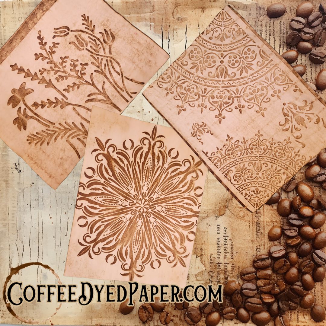 Mocha Motifs Our Specialty Coffee Dyed Paper - Stenciled Designs