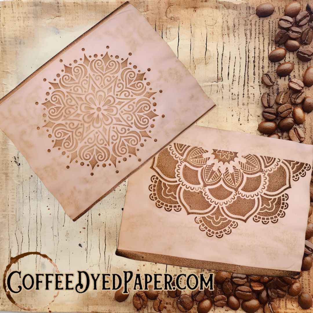 Mocha Motifs Our Specialty Coffee Dyed Paper - Stenciled Designs