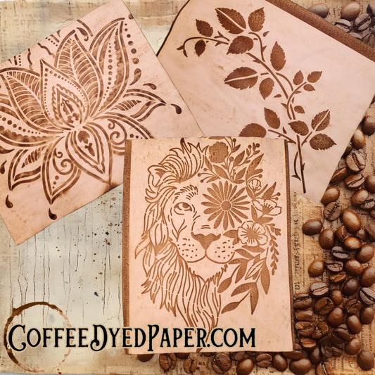 Mocha Motifs Our Specialty Coffee Dyed Paper - Stenciled Designs